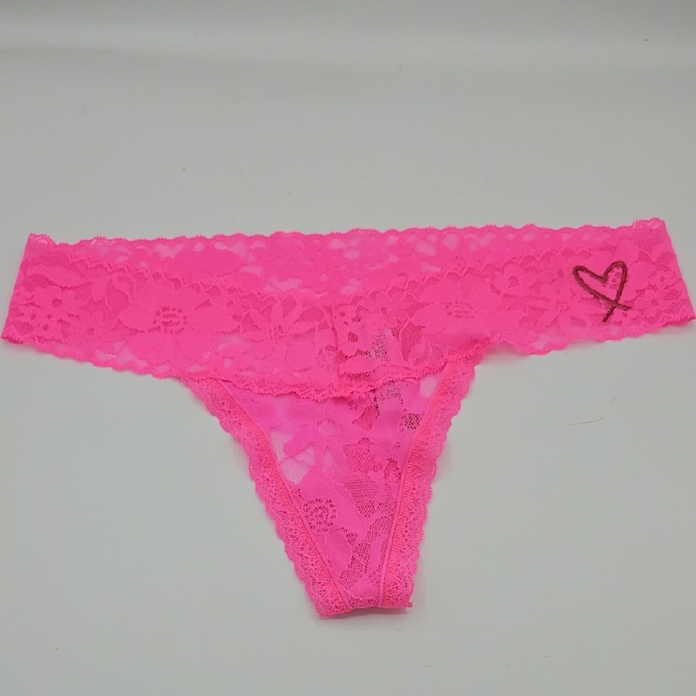Victoria's Secret Neon Pink Lace PANTY Bottom NEW 9 PANTIES SIZE MEDIUM